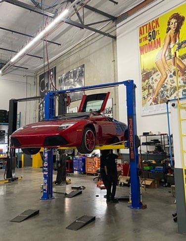 Car on lift in the 503 Motors shop