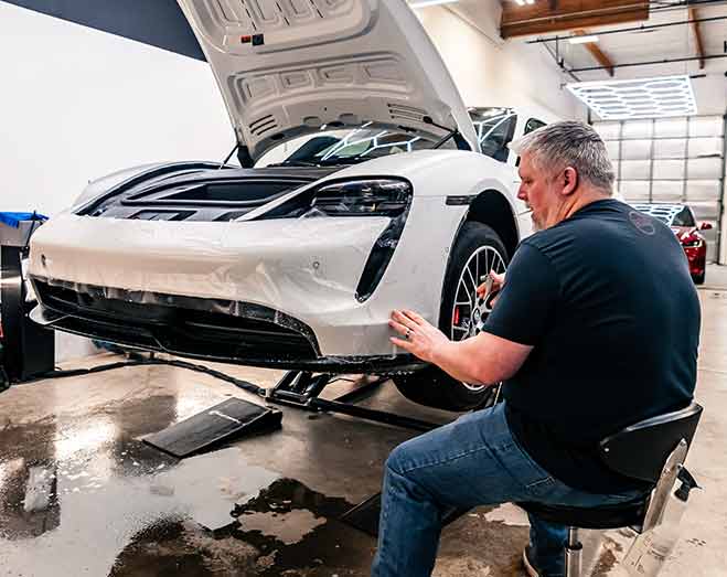 Paint protection film being applied